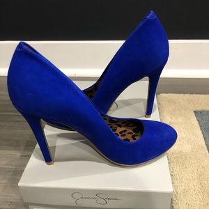 Jessica Simpson blue suede pump
